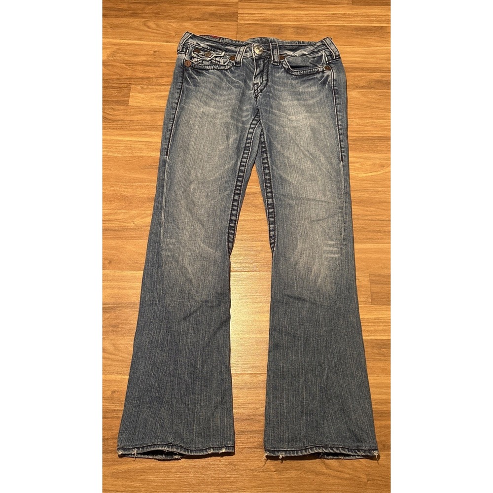 True Religion Joey Big T Blue Flared Jeans Made in USA Size 28 65-503MBT